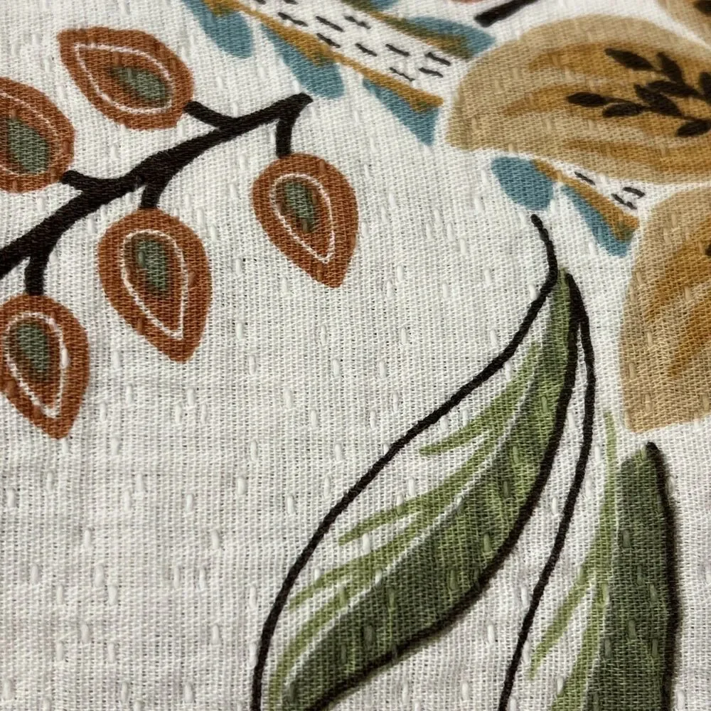 VESELKA HOME SHOWER CURTAIN 100% COTTON Cheetah Brown Floral Trim Detail New